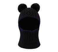 XIAOHAWANG Niña Niño Capucha Beanie Bufanda Ensamble Cálido Bebé Niño Invierno Sombreros de Punto Pompon Sombrero 1 a 10 Años(Negro, M)