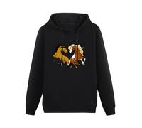 XIAOHEIYA Spirit Stallion of The Cimarron Black Printing Graphic Mens Sweatshirts Unisex Hooded XL