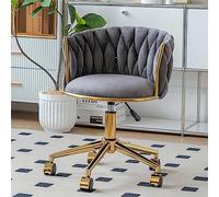 XIaoHESHop Simplicidad Silla Giratoria Vanity, Silla de Oficina Silla Ergonómica Silla de Escritorio con Respaldo Medio para Oficina en Casa Estudio, Respaldo Acolchado de Terciopelo, Base Dorada