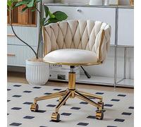 XIaoHESHop Simplicidad Silla Giratoria Vanity, Silla de Oficina Silla Ergonómica Silla de Escritorio con Respaldo Medio para Oficina en Casa Estudio, Respaldo Acolchado de Terciopelo, Base Dorada