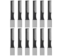Xiaohui887 12 peines de fibra de carbono, peine de plástico antiestático para el cabello, peine portátil para mujeres, la mayoría de tipos de cabello (negro)