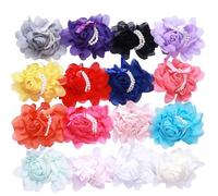 Xiaohui887 18 pasadores de gasa para el pelo con flores de rosas para bebés y niñas, accesorios para el pelo para niños pequeños y adolescentes (9 colores)