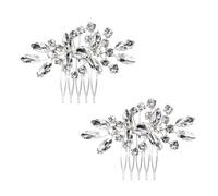 Xiaohui887 2 peines para el pelo de novia, color plateado, con diamantes de imitación, accesorios para el cabello con flores y cristales, accesorios para el cabello, adecuados para novias, damas de