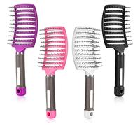 Xiaohui887 4 cepillos curvados para desenredar el cabello, para masajear y ventilar, peinar el pelo, peluquería, para mujeres, 4 colores