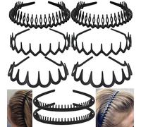 Xiaohui887 8 diademas de plástico antideslizantes sin esfuerzo con peine de dientes, color negro, accesorios para el cabello delgado, para mujeres, hombres, adolescentes, niñas, negro mate