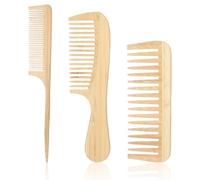 Xiaohui887 Peine antiestático hecho a mano de bambú - ancho, cola de rata y dientes finos, peines de madera natural para el cabello, la barba y los viajes