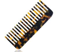 Xiaohui887 Peine de carey suave, ideal para cabello rizado, grueso, adelgazante, mojado, cuidado de salón vintage, antiestático, resistente al calor, acetato, hecho a mano, peine duradero, color