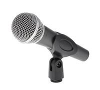 Xiaojikuaipao Micrófono dinámico vocal en vivo súper transparente con soporte de descanso, patrón de recogida cardioide, sistema de montaje de viento y golpes, metal + material plástico, para karaoke,