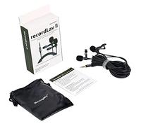 Xiaojikuaipao Mini micrófono manos libres de doble cabeza con clip de 3,5 mm - Micrófono condensador vocal omnidireccional con cable para show en vivo, chat, vlog, micrófono compacto de solapa para PC