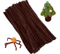 XIAOJING0 100 Piezas Línea Chenilla Limpiapipas de 30 cm,Pipas de Chenilla Pipe Cleaners Manualidades DIY Halloween Decoraciones Navideñas para Manualidades y Decoración-Marrón