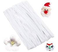 XIAOJING0 100 Piezas Línea Chenilla Limpiapipas de 30 cm,Pipas de Chenilla Pipe Cleaners Manualidades DIY Halloween Decoraciones Navideñas para Manualidades y Decoración-Blanco