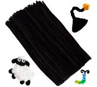 XIAOJING0 100 Piezas Línea Chenilla Limpiapipas de 30 cm,Pipas de Chenilla Pipe Cleaners Manualidades DIY Halloween Decoraciones Navideñas para Manualidades y Decoración-Negro