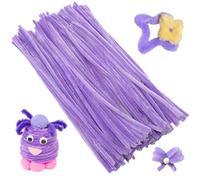 XIAOJING0 100 Piezas Línea Chenilla Limpiapipas de 30 cm,Pipas de Chenilla Pipe Cleaners Manualidades DIY Halloween Decoraciones Navideñas para Manualidades y Decoración-Morado Claro