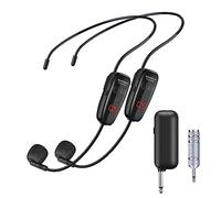 XIAOKOA Wireless Micrófono,UHF Micrófono Inalámbrico,Micrófono Dual Inalámbrico con Pantalla Digital LED, para Guía Turístico/Enseñanza/Promoción/Discurso