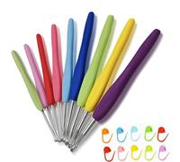 Xiaomaomao - Juego de 8 agujas para ganchillo y punto, agujas de aluminio, para tejer al crochet, mango blando y ergonómico, con estuche