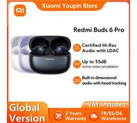 Xiaomi-auriculares inalámbricos Redmi Buds 6 Pro, dispositivo de Audio de alta resolución, resistente al agua IP54, hasta 55dB, ANC, con Bluetooth, versión Global Glacier White