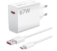 Xiaomi Hyper Charging Combo 67W - Enchufe Cargador Doble Tipo A y USB C | Cabezal Cargador para Todos los Móviles | Cargador Universal Compacto de Carga Rápida | Color Blanco