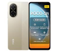 Xiaomi POCO C71 4G Smartphone, 3GB+64GB Gold, Unisoc T7250 Octa-Core, Pantalla inmersiva 6.9" 120Hz, Batería 5200 mAh, Cámara dual 32 MP AI