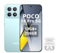 XIAOMI POCO F8 Pro 5G- Smartphone de 12+256GB, Triple cámara de 50MP con OIS, Pantalla AMOLED de 6,59” 120Hz, Snapdragon 8 Elite, Hypercharge 100W, Cargador no Incluido, Azul, Incluso White Earphone