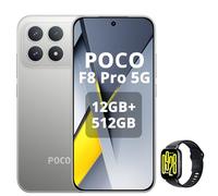 XIAOMI POCO F8 Pro 5G - Smartphone de 12+512GB, Triple cámara de 50MP con OIS, Pantalla AMOLED de 6,59”, Snapdragon 8 Elite, Cargador no Incluido, Plata Titanio, Incluso Smart Watch
