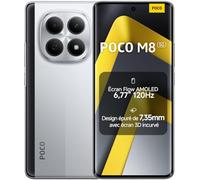 XIAOMI POCO M8 5G Smartphone, 8+ 256 GB, Plateado, Teléfono, IP66, Resistente al Polvo y al Agua, Batería Masiva de 5520 mAh, 6.77", 120Hz, 45W, con Cargador, sin NFC