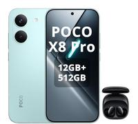 XIAOMI POCO X8 Pro 12+512GB Smartphone, Dimensity 8500-Ultra, 6500mAh Battery, Sony IMX882 50MP Sensor with OIS, 50MP CAM, Green, Charger Not Included, with Black Earphones