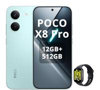 XIAOMI POCO X8 Pro 12+512GB Smartphone, Dimensity 8500-Ultra, 6500mAh Battery, Sony IMX882 50MP Sensor with OIS, 50MP CAM, Green, Charger Not Included, with Smartwatch