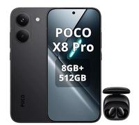 XIAOMI POCO X8 Pro 12+512GB Smartphone, Dimensity 8500-Ultra, 6500mAh Battery, Sony IMX882 50MP Sensor with OIS, 50MP CAM, Black, Charger Not Included, with Black Earphones