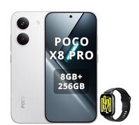 XIAOMI POCO X8 Pro 8+256GB Smartphone, Dimensity 8500-Ultra, 6500mAh Battery, Sony IMX882 50MP Sensor with OIS, 50MP CAM, White, Charger Not Included, with Smartwatch