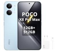 XIAOMI Poco X8 Pro Max Smartphone 12 GB + 512 GB, procesador Dimensity 9500s, batería de 8500 mAh, pantalla AMOLED ultra brillante, cámara principal de 50 MP Light Fusion 600 con OIS, azul, incluye