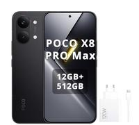 XIAOMI Poco X8 Pro Max Smartphone 12GB+512GB, procesador Dimensity 9500s, batería de 8500mAh, pantalla AMOLED ultra brillante, cámara principal de 50MP Light Fusion 600 con OIS, Negro, incluye