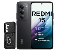 XIAOMI Redmi 15 4G 8+256GB Smartphone - Batería 7000mAh | Pantalla 6.9" FHD+ 144Hz | Snapdragon 685 | Cámara Dual 50MP | Carga Rápida 33W | Diseño Quad-Curve (Negro, con Funda)