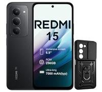 XIAOMI Redmi 15 5G 8+256GB Smartphone - Batería 7000mAh | Pantalla 6.9" FHD+ 144Hz | Snapdragon 685 | Cámara Dual 50MP | Carga Rápida 33W | Diseño Quad-Curve (Negro, con Funda)