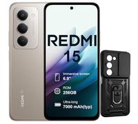 XIAOMI Redmi 15 5G 8+256GB Smartphone - Batería 7000mAh | Pantalla 6.9" FHD+ 144Hz | Snapdragon 685 | Cámara Dual 50MP | Carga Rápida 33W | Diseño Quad-Curve (Gris, con Funda)