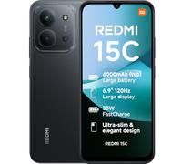 XIAOMI Redmi 15C, Smartphone 4+256GB, Pantalla de 17.5 cm 120Hz de 7.99 mm, diseño MediaTek Helio G81-Ultra Octa-Core, cámara Dual AI de 50 MP, 6000 mAh, Negro Medianoche, Cargador no Incluido
