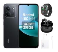 XIAOMI Redmi 15C - Smartphone de 4 + 256 GB, Color Negro Midnight, Pantalla de 6,9" 120Hz, cámara de 50MP, 6000mAh, Incluye Cargador de 120 W+Reloj Inteligente+Auriculares inalámbricos