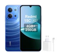 XIAOMI Redmi 15C - Smartphone de 4 + 256 GB, luz de luna azul, pantalla de 6,9" 120Hz, MediaTek Helio G81-Ultr, cámara de 50 MP, 6000 mAh, no incluye cargadores, incluye cargador de 67 W