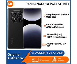 Xiaomi Redmi Note 14 Pro Plus 5G NFC Teléfono Celular 8GB 256GB Pantalla AMOLED CrystalRes de 6.67" Cámara de 200MP con OIS Batería de 5110mAh Smartphone Púrpura