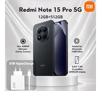 XIAOMI Redmi Note 15 Pro 5G 12+512GB Negro, Cargador Combo Xiaomi 67W (Tipo-A) EU
