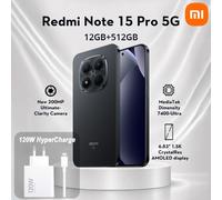 XIAOMI Redmi Note 15 Pro 5G 12+512GB Negro, set de carga oficial de Xiaomi de 120W