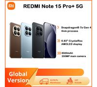 Xiaomi Redmi Note 15 Pro Plus 5G, NFC, 12 512GB, Pantalla AMOLED 1.5K de 6.83 pulgadas, 120 Hz, Cámara de 200 MP, Batería de 6500 mAh, IP68 Mocha Brown