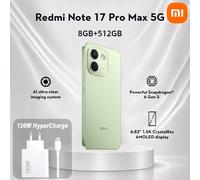 XIAOMI REDMI Note 17 Pro Max 5G 8+512GB Verde, batería de 9200mAh¹ con de 100W², pantalla AMOLED CrystalRes de 6.83"1.5K, Combo de 120W Xiaomi (Tipo-A) EU