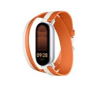 Xiaomi Smart Band 9 - Correa de cuero de doble tono, correa de repuesto compatible con Xiaomi Smart Band 8, accesorios ligeros y transpirables, color blanco y naranja