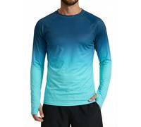 XiaoMoSha Camiseta de protección solar UPF 50+ para hombre, camiseta de natación de manga larga, de secado rápido, ligera, transpirable, para correr, deportes, pesca, senderismo, S-2XL, Gradiente