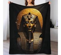 XiaopangXY 40x50inch(100x130cm) Manta De Algodón Extrasuave con Diseño Egyptian Pharaoh, Colcha Multiusos Four Seasons para Sofá, Cama, Funda Decorativa Y Mantas con Temas De Gold Pharaonic