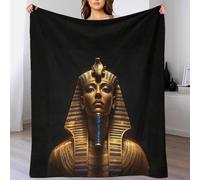 XiaopangXY 70x80inch(180x200cm) Manta De Algodón Extrasuave con Diseño Egyptian Pharaoh, Colcha Multiusos Four Seasons para Sofá, Cama, Funda Decorativa Y Mantas con Temas De Gold Pharaonic
