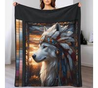 XiaopangXY Alfombras Extremas De Estilo Native Americans para Sofás, Alfombras Suaves Y Cálidas, Adecuadas para Todas Las Estaciones para Decorar El Patrón del Lobo 80x90inch(200x230cm)