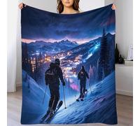 XiaopangXY Fieltro De Sofá con Patrón De Esquí Alpino 40x50inch(100x130cm), Mantas Cálidas con Revestimiento Polar para Camas, Estilo Tótem De Nordic Skiing, Muy Suave Y Cómodo