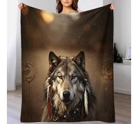 XiaopangXY Manta con Estampado De Native American Estilo, Manta De Sofá De Viaje, Suave Y Cómoda De Sofá, para Otoño E Invierno (Lobo 01-02, 60x80inch(150x200cm))