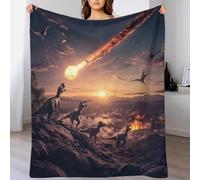 XiaopangXY Manta De Franela con Diseño De Planet Colliding with Earth En 3D, Mullida, Suave Y Cálida para Decoración De Habitaciones, 80x90inch(200x230cm) Mantas sobre El Tema del T-Rex